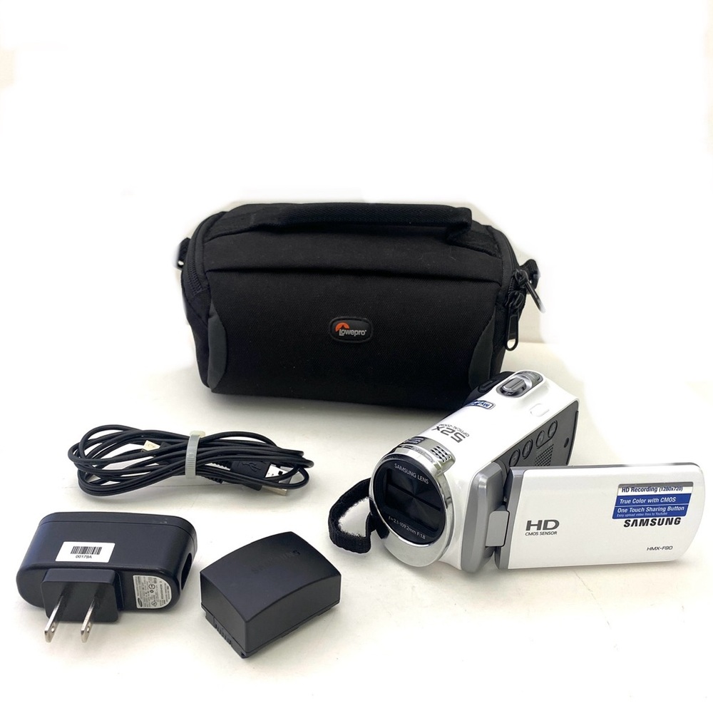 Samsung White 52x Zoom High Definition Handheld Camera/Camcorder HMX-F90